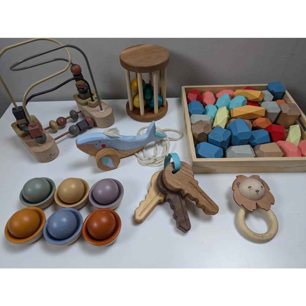 Montessori Natural & Handmade Eco Friendly Wood Toys for Baby Infant or Toddler